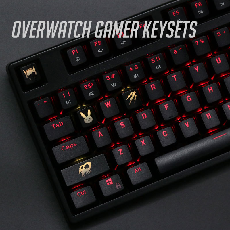 Keyboard Gaming Black - 4-delige sleutelsets met achtergrondverlichting OW-sleuteldoppen ABS