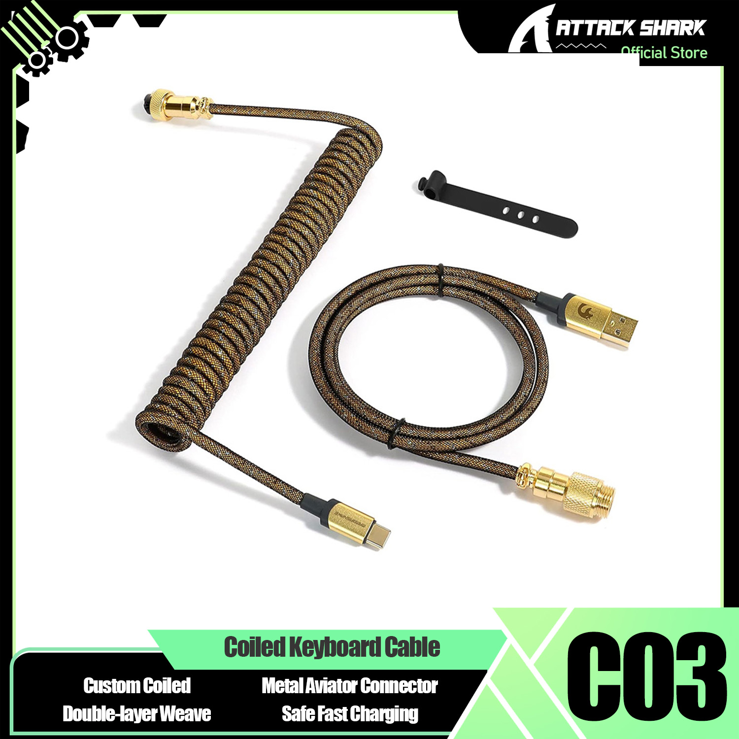 Coiled Usb Cable - ATTACK SHARK * MAMBASNAKE C03 Opgerolde