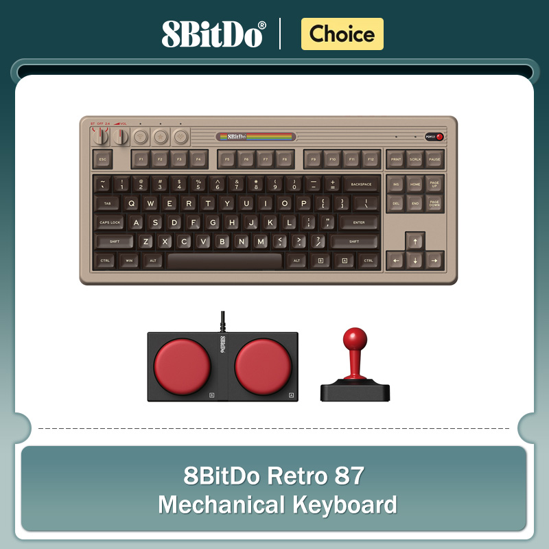 Gaming Keyboard Ergo - 8BitDo retro mechanisch toetsenbord, BT/2.4G/USB-C hot-swappable