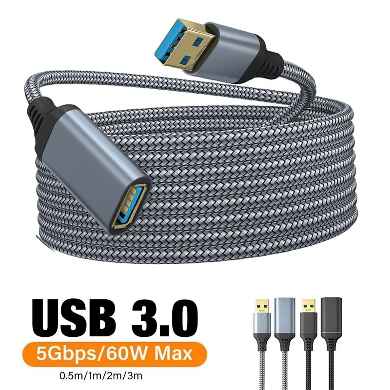 Coiled Usb Cable - USB 3.0 nylon gevlochten verlengkabel USB