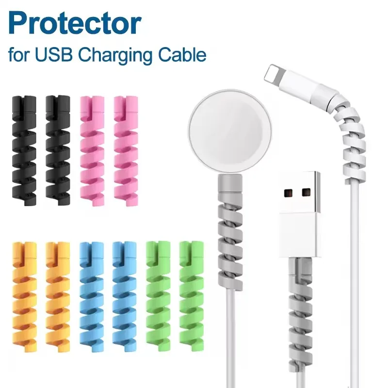 Coiled Usb Cable - USB-kabelbeschermer Oplaadkabel Spiraalvormige siliconen beschermhoes Draaduiteinde