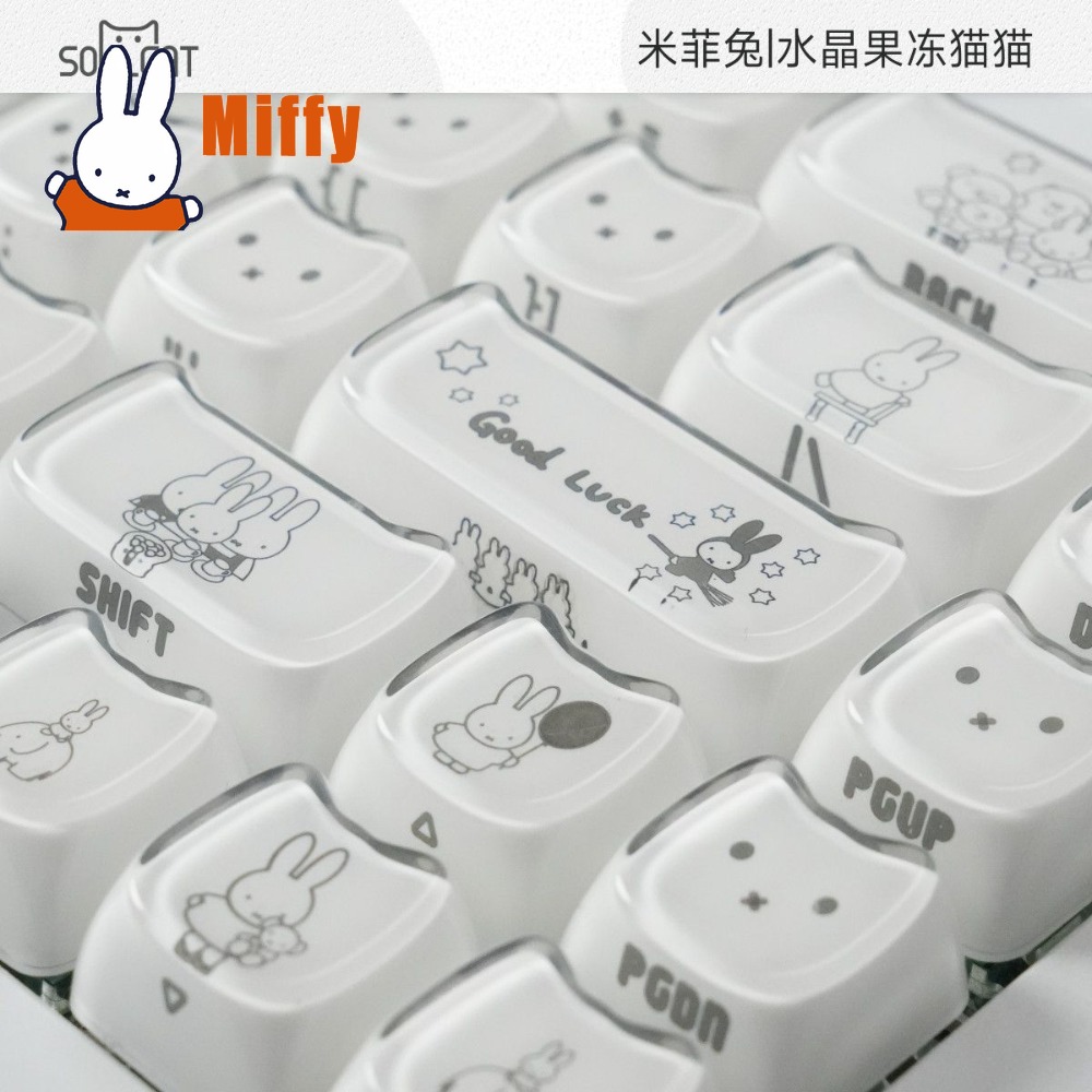 Gaming Keyboard Ergo - Kawaii Miffy Keycaps Schattig Konijn Mechanische