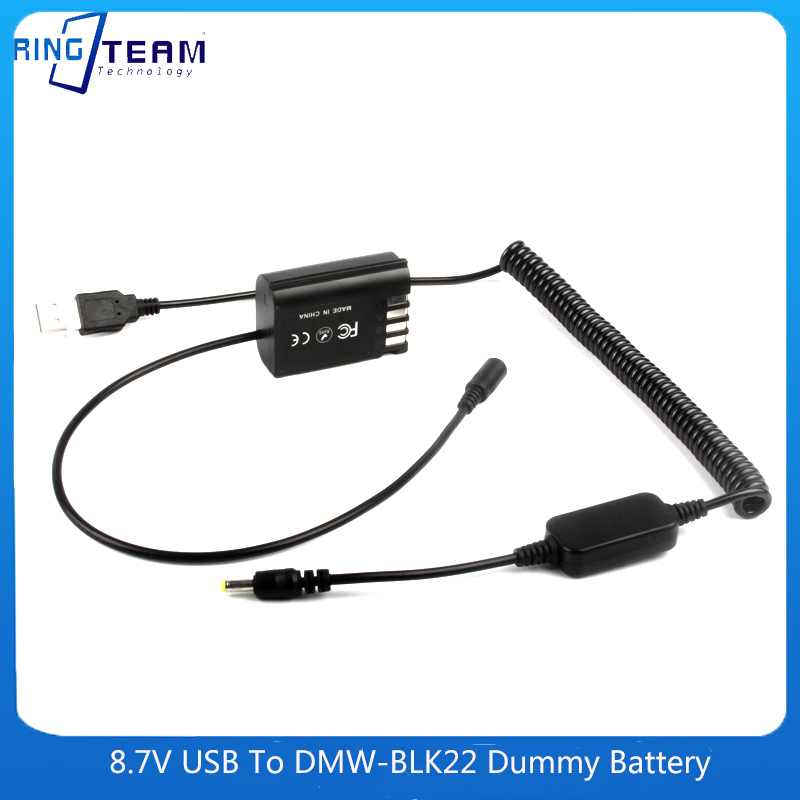 Coiled Usb Cable - DMW-BLK22 Dummy Batterij DMW-DCC17 DC-koppeling naar
