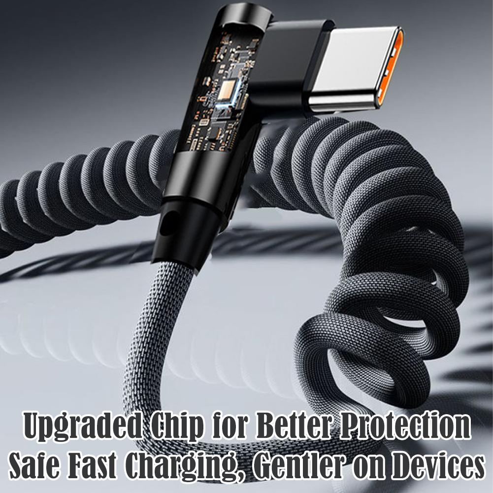 120W snellaadkabel met spiraal - Coiled Usb Cable recensie en prijs