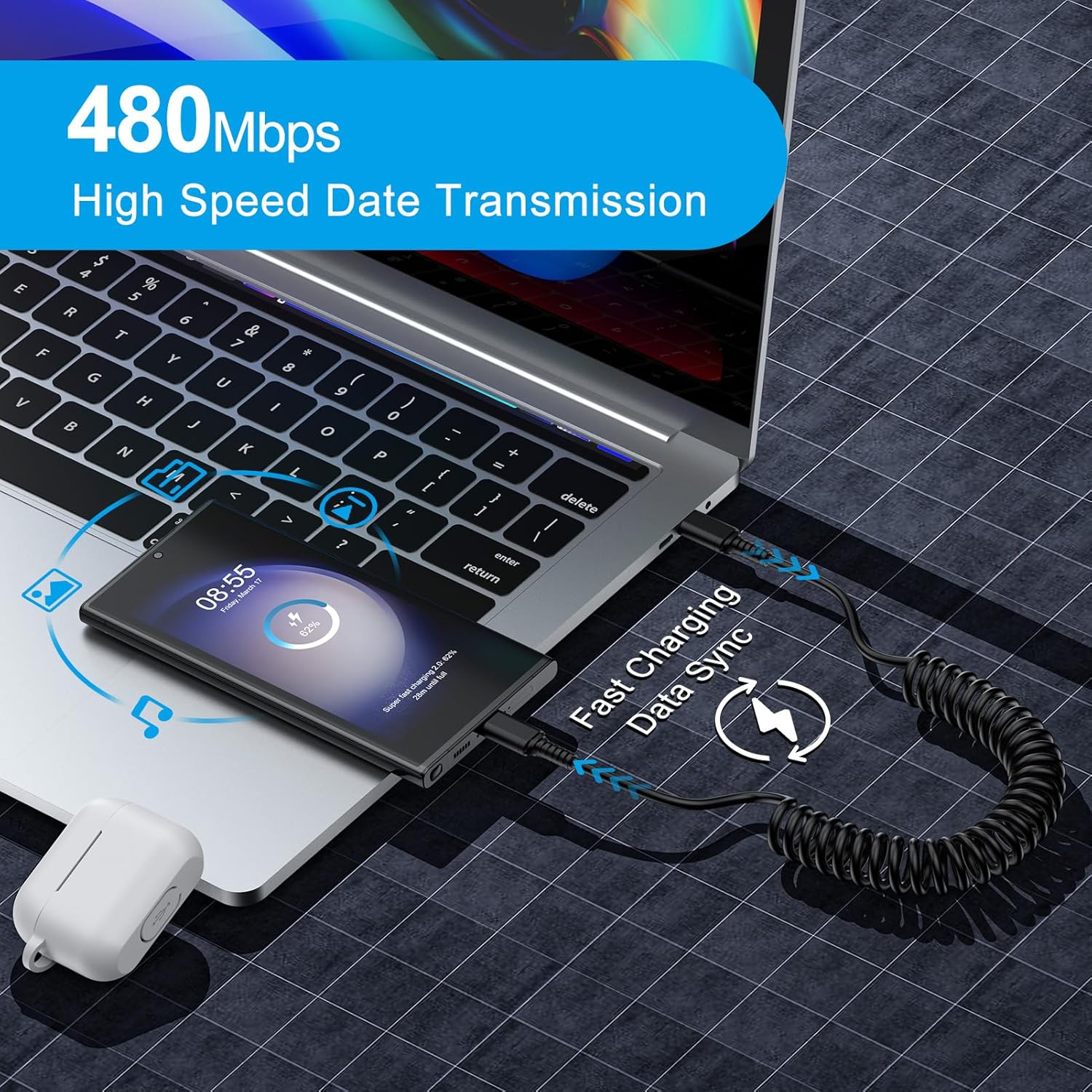 Android Auto USB C naar USB C- - Coiled Usb Cable recensie en prijs